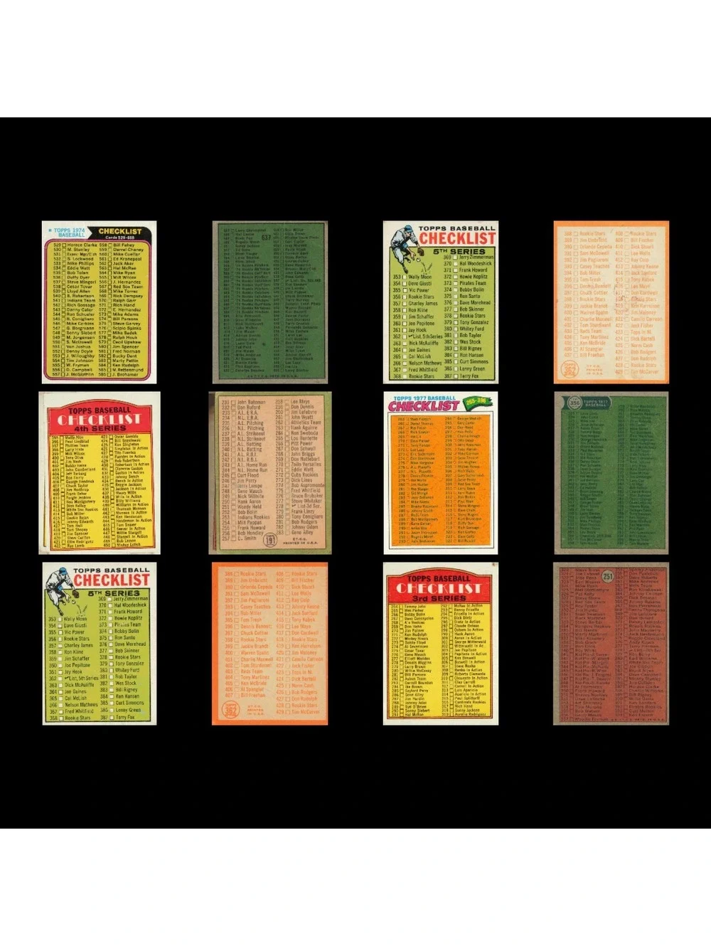 Vintage 1960s-70s Baseball Card Checklist Lot / Mickey Mantle / Extras 79 Total